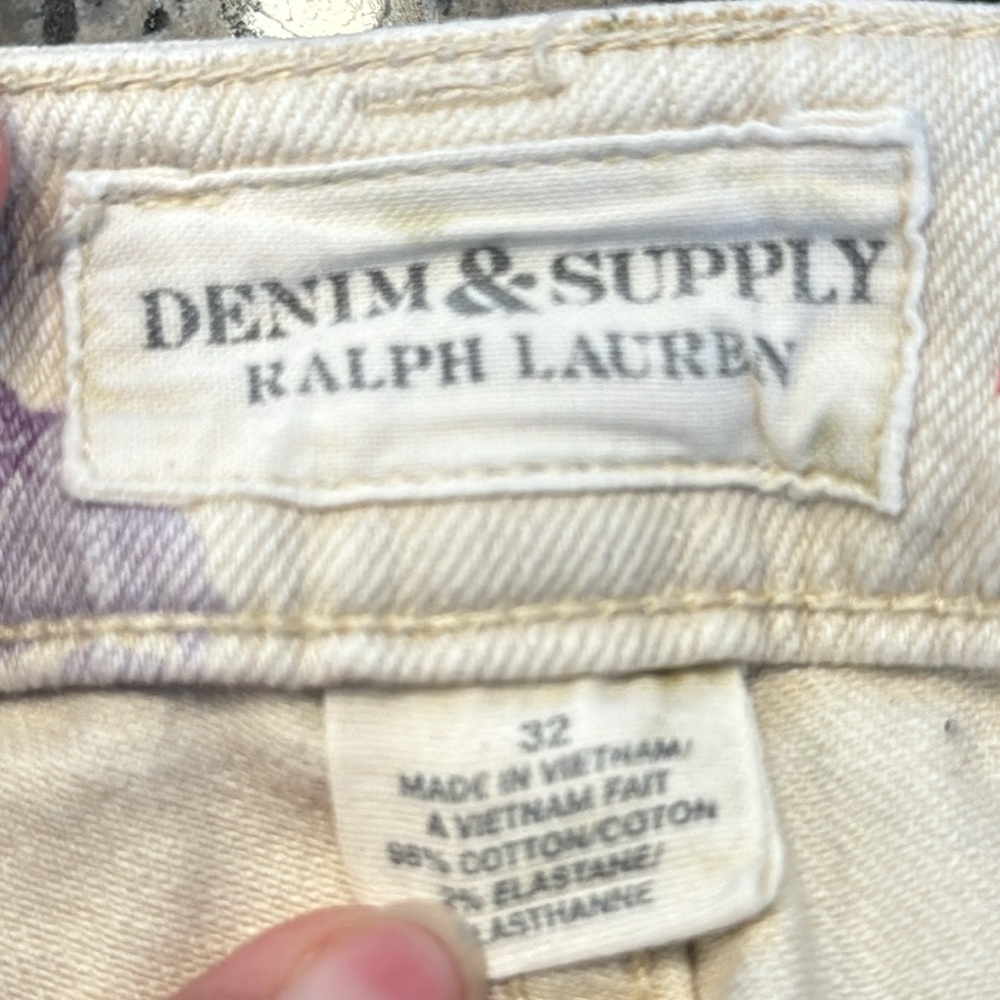 Ralph Lauren Denim & Supply Floral Cream Denim Ankle Zip Jeans Size 32 EUC #0117 - Picture 9 of 9